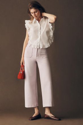 Maeve Colette Knit High-Rise Wide-Leg Cropped Pants