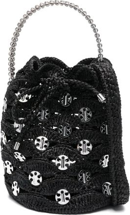 Paco Rabanne raffia bucket bag - Black
