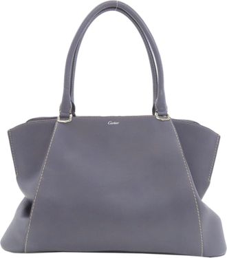 Cartier Blue Leather Tote Bag (Pre-Owned)