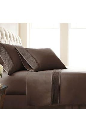 Southshore Fine Linens Premium Collection Pleated Extra Deep Pocket Sheet Set in Chocolate Brown at Nordstrom Rack, Size California King