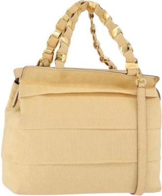 Ferragamo Pre-owned Hand Bag - Dames - Vintage Handtas - Geel - ONE Size - Leer - Vintage