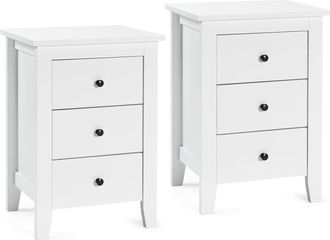 Costway Mesita De Noche Con 3 Cajones Cajonera Moderna Mesita De Noche Para Sala De Estar Dormitorio, Color (2, Blanco) - Costway