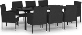vidaXL Juego De Comedor De Jard&iacute;n 9 Piezas Negro Vidaxl