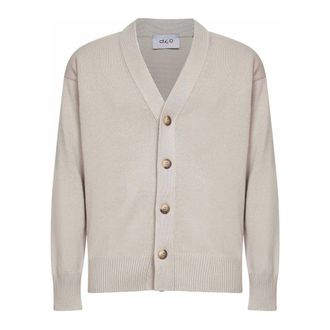 D4.0 Cardigans, male, Beige, Size: XL Buttoned V-neck Cardigan