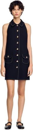 Sandro Peter Pan collar mini dress in Black at Nordstrom, Size 40 Eu