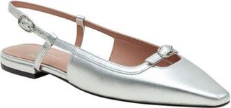 Linea Paolo Cassidy Pointed Toe Slingback Flat in Silver at Nordstrom, Size 9.5