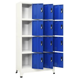 Berkfield Home Locker Cabinet Grey & Blue 90x45x180 cm Steel in Light Grey | Size: 90 x 45 x 180 cm