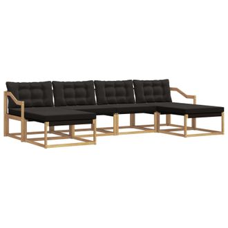 vidaXL Conjunto De Sof&aacute;s De Exterior Con Coj&iacute;n 6 Pcs Blanco Y Negro Vidaxl