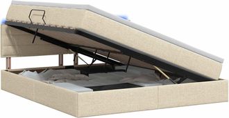 vidaXL Cama De Almacenamiento Led Con Colch&oacute;n Crema 140 X 200 Cm Tela Vidaxl