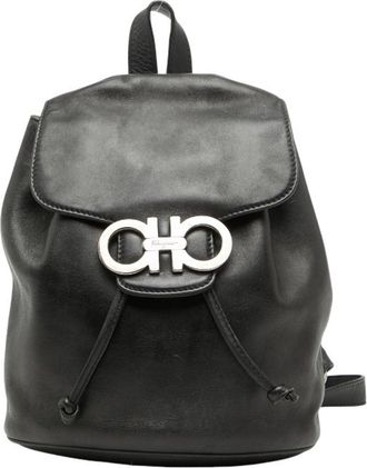 Ferragamo Gancini Black Leather Backpack (Pre-Owned)