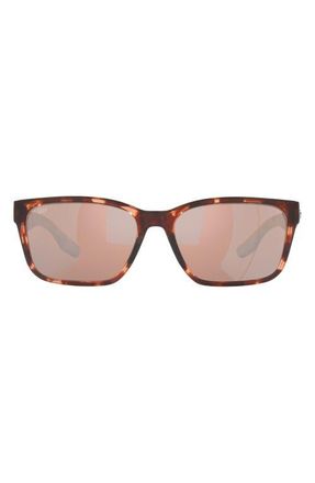 Costa Palmas 57mm Polarized Rectangular Sunglasses in Copper at Nordstrom