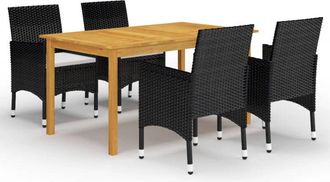 vidaXL Juego De Comedor Para Jard&iacute;n De 5 Piezas Negro Vidaxl