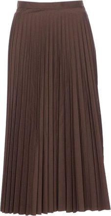 Maison Margiela Pleated Midi Skirt - Brown