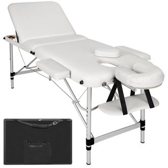 TecTake Massage Table 3-Zone Bed with Aluminium Frame & 5cm Thick Padding in White