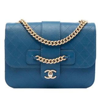 Chanel Pre-owned Vintage Flap Crossbody - Dames - Pre-owned - Blauw - Maat: ONE Size Leer
