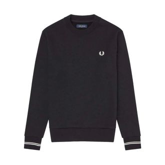 Fred Perry Hoodies & sweatvesten, Heren, Zwart, XL, Katoen, Crew Neck Sweatshirt