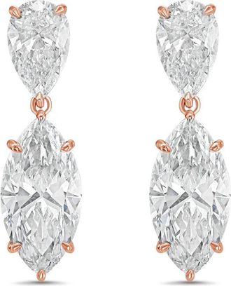 Diana M. Jewels 14KW RG 20.00 Ct TW of Lab grown pear and marquise shape diamond drop earrings