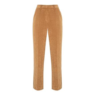 Manila Grace Pantaloni dritti in velluto - - Trousers - Donna - Beige - XL