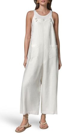 DKNY Linen Crop Overalls in Cream at Nordstrom, Size X-Small