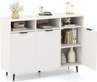 Costway Sideboard Buffet Cabinet Kitchen Storage Cabinet with Shelves-White - Costway