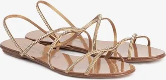 Pedro Garcia Criss-cross sandal with Swarovski crystals in gold satin | Esme | Essentials collection | PEDRO GARCIA
