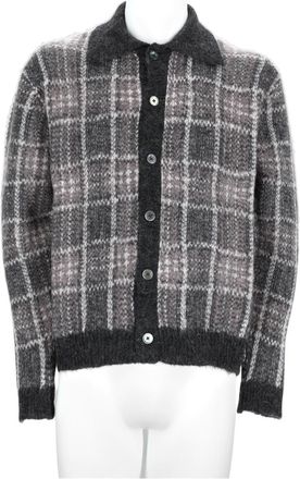 Our Legacy Brown Checkered Alpaca-Blend Cardigan