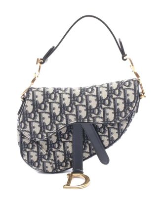 Dior Borsa a mano Saddle mini in tela con motivo Oblique 2018 - Blu