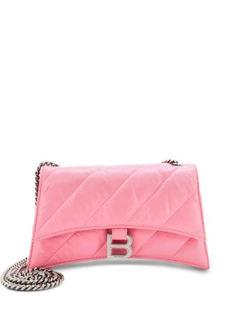 Balenciaga Borsa a spalla Crush XS in pelle di vitello trapuntata con battente e catena - Rosa