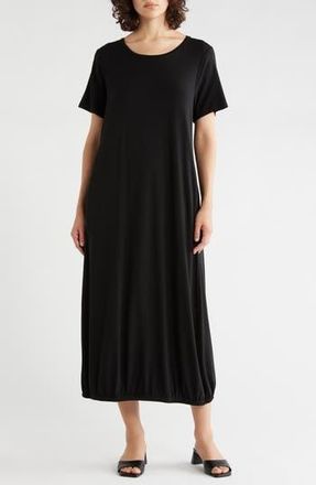 Eileen Fisher Stretch Jersey Lantern Shift Dress in Black at Nordstrom Rack, Size Medium