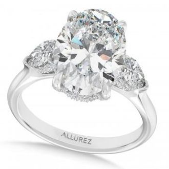 Allurez Oval Lab Diamond Engagement Ring Platinum (6.00ct)