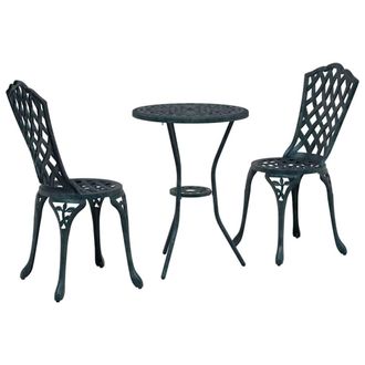 Berkfield Home 3 Piece Garden Bistro Set Green Cast Aluminium