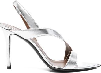 Giuseppe Zanotti Intrigo Sandalen met Gekruiste Bandjes en Hoge Hak - Dames - Sandalen met hakken - Grijs - 38 1/2 EU - Leer - Schoenen