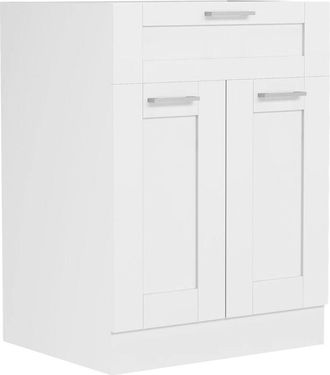 ebuy24 Gabinete De Cocina Vcm Dimensiones Aprox. Al. 82 X An. 60 X. T. 46 Cm Gabinete Inferior Con Dos Puertas Giratorias Y Caj&oacute;n En Estilo Casa De Campo Mue