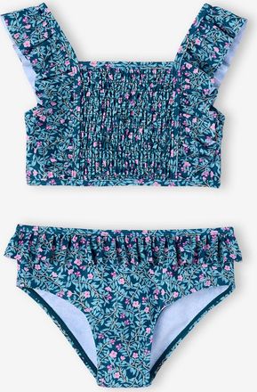 Vertbaudet Bikini mit Volants und Bl&uuml;mchen M&auml;dchen smaragdgr&uuml;n