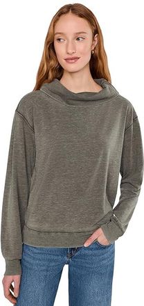 Mod-o-doc Long Sleeve Draped Turtleneck Sweatshirt Womens Sweatshirt Fern : MD (US 8-10), Cotton/Polyester