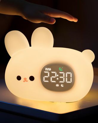 OEM Reloj Despertador Con Forma De Conejo Con Luz Nocturna - Silicona Recargable, L&aacute;mpara De Escritorio Adorable, Compa&ntilde;ero Para Dormir