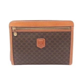 Celine Pre-owned Clutches, female, Brown, Size: ONE SIZE Pre-owned Macadam Coated Canvas Clutch Bag