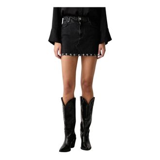 Pinko Pinko - Isep Denim Rok - Dames - Rokken - Zwart - Maat: L Denim