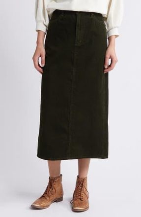 The Great. The Column Finewale Corduroy Skirt in Woodland Green at Nordstrom Rack, Size 30