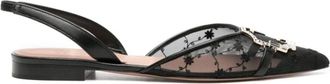 Malone Souliers Zwarte Bloemen Geborduurde Platte Schoenen - Dames - Ballerinas - Zwart - 36 EU - Schoenen