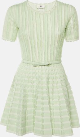 Elisabetta Franchi Green Knit Ruffled Mini Dress