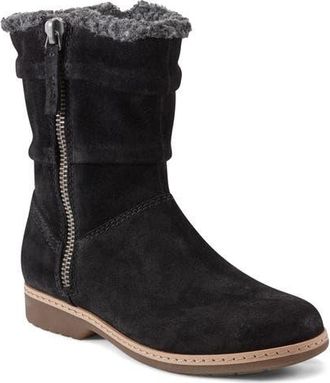 Earth Hyland Faux Fur Trim Zip Boot in Black at Nordstrom, Size 9.5