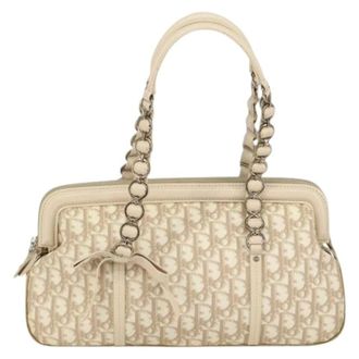 Dior Pre-owned Handbags, female, Beige, Size: ONE SIZE Pre-owned Vintage PVC Leather Trotter Canvas Tote Bag