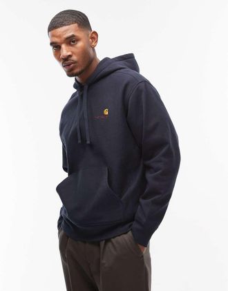 Carhartt Work in Progress American Script - Felpa con cappuccio blu navy