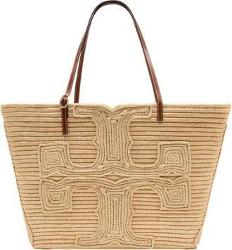 Tory Burch Grote Ella Raffia Tote - Dames - Shoppers - Beige - ONE Size - Tassen