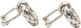 Bottega Veneta Silver Intrecciato Cufflinks
