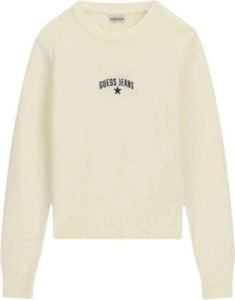 Guess J Star Geborduurd Vest - Dames - Ronde hals truien - Wit - L - Truien & Vesten