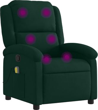 vidaXL Vidaxl - Sill&oacute;n De Masaje Reclinable De Terciopelo Verde Oscuro