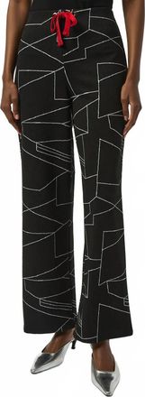 Joseph Ribkoff Abstract Print Pull On Wide Leg Pants In Black