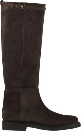 Tod's Kniehoge laarzen met T-detail - Dames - Hoge Laarzen - Bruin - 41 EU - Leer - Schoenen
